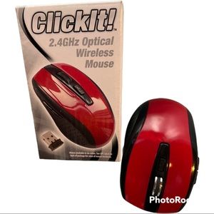 ClickIt Classic Wireless Mouse, nano receiver, 2 AAA batteries, user guide, NWT